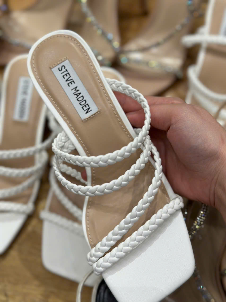 Guốc Steve Madden dây tết bản nhỏ 4 màu