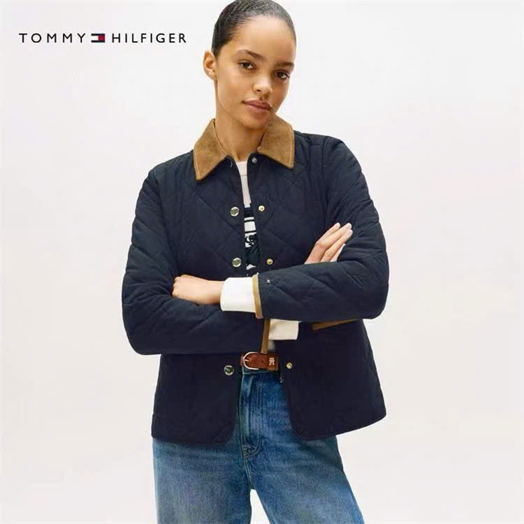 Áo phao Tommy trần bông cổ nhung