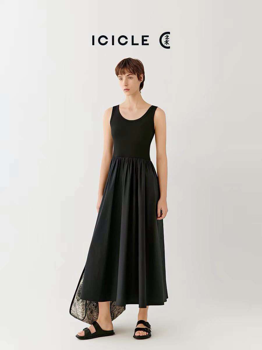 Váy sát nách ICICLE dáng maxi thun cải linen 2 màu