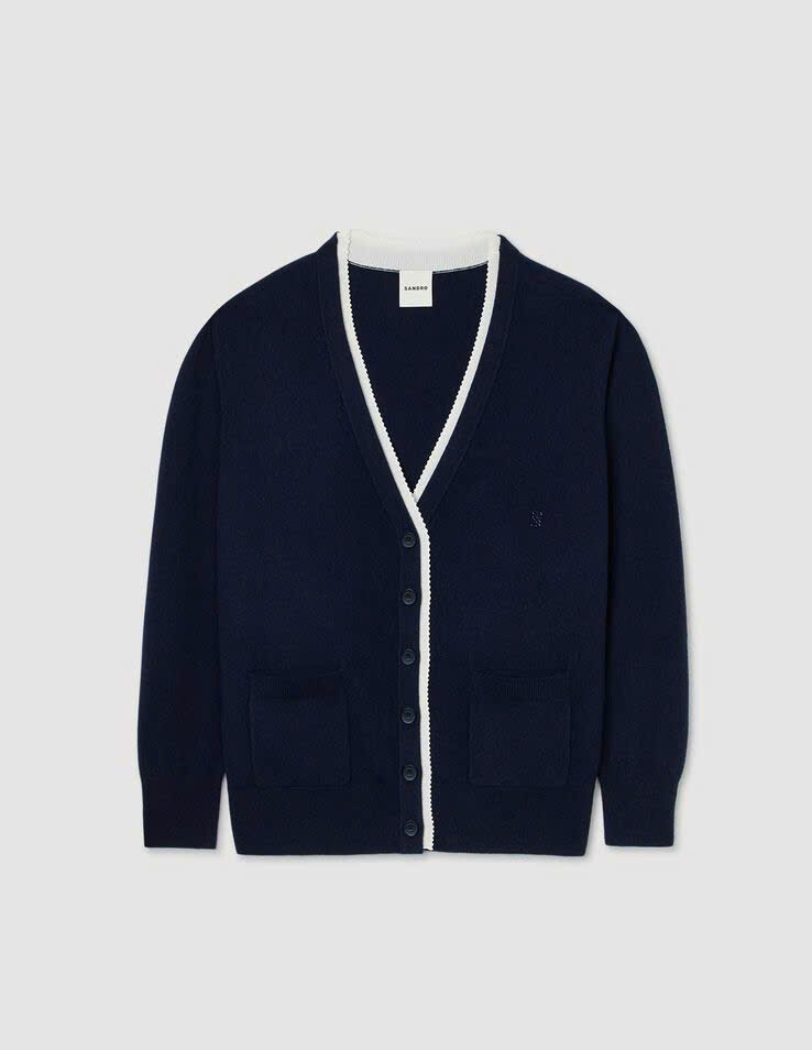 Áo khoác cardigan dài hai tông màu