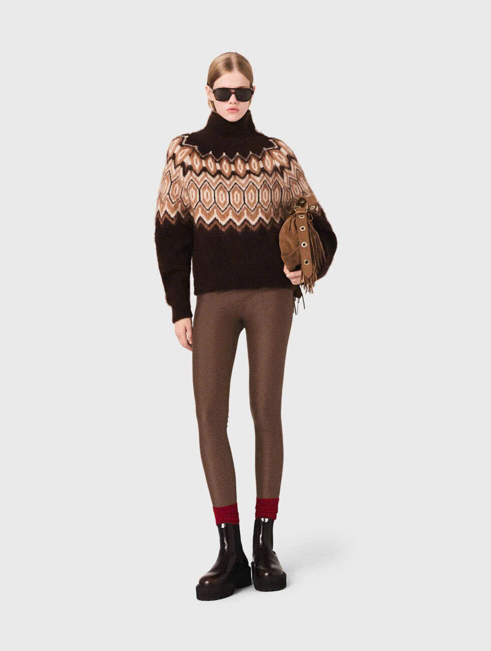 Áo len cổ cao họa tiết Fair Isle