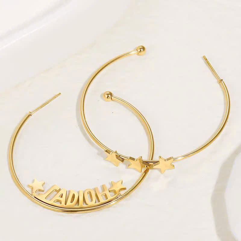 Khuyên tai DIOR vòng  tròn màu đồng kèm logo