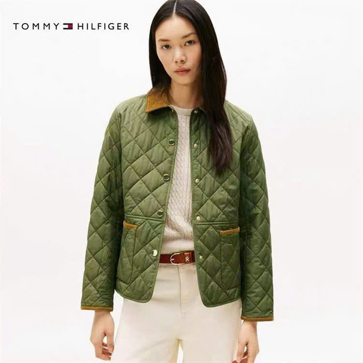 Áo phao Tommy trần bông cổ nhung