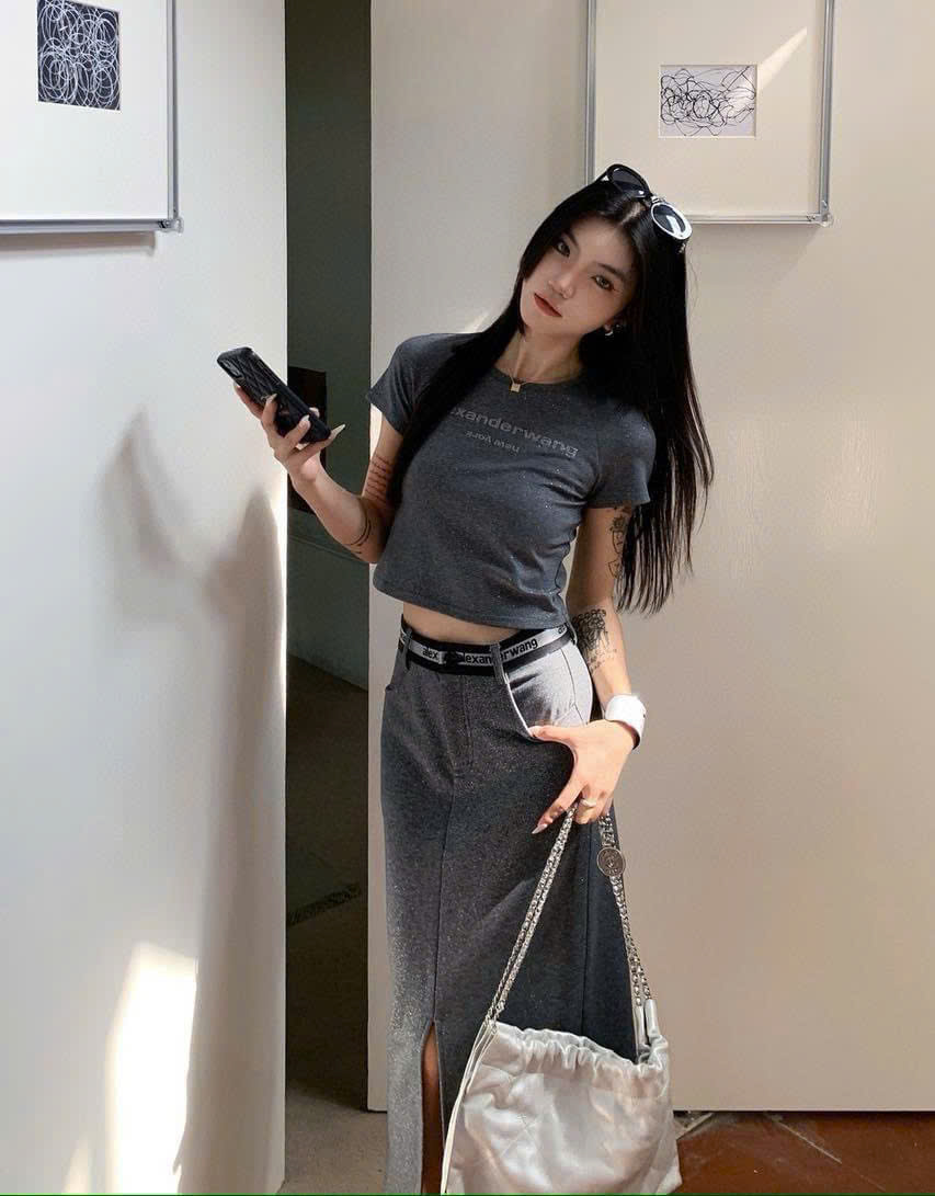 Set thun Alexander Wang bling(màu xám óng ánh)