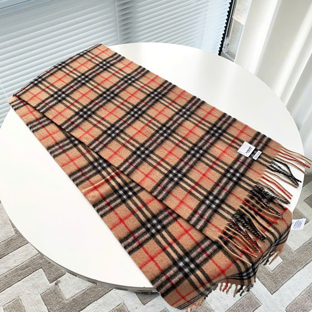 Khăn dạ Burberry kẻ nhỏ VIP 100% cashmere Sz170x32