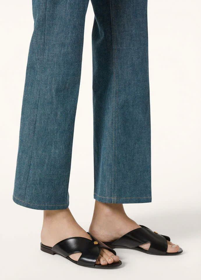 Loro Piana Vera Leather mule flat sandals