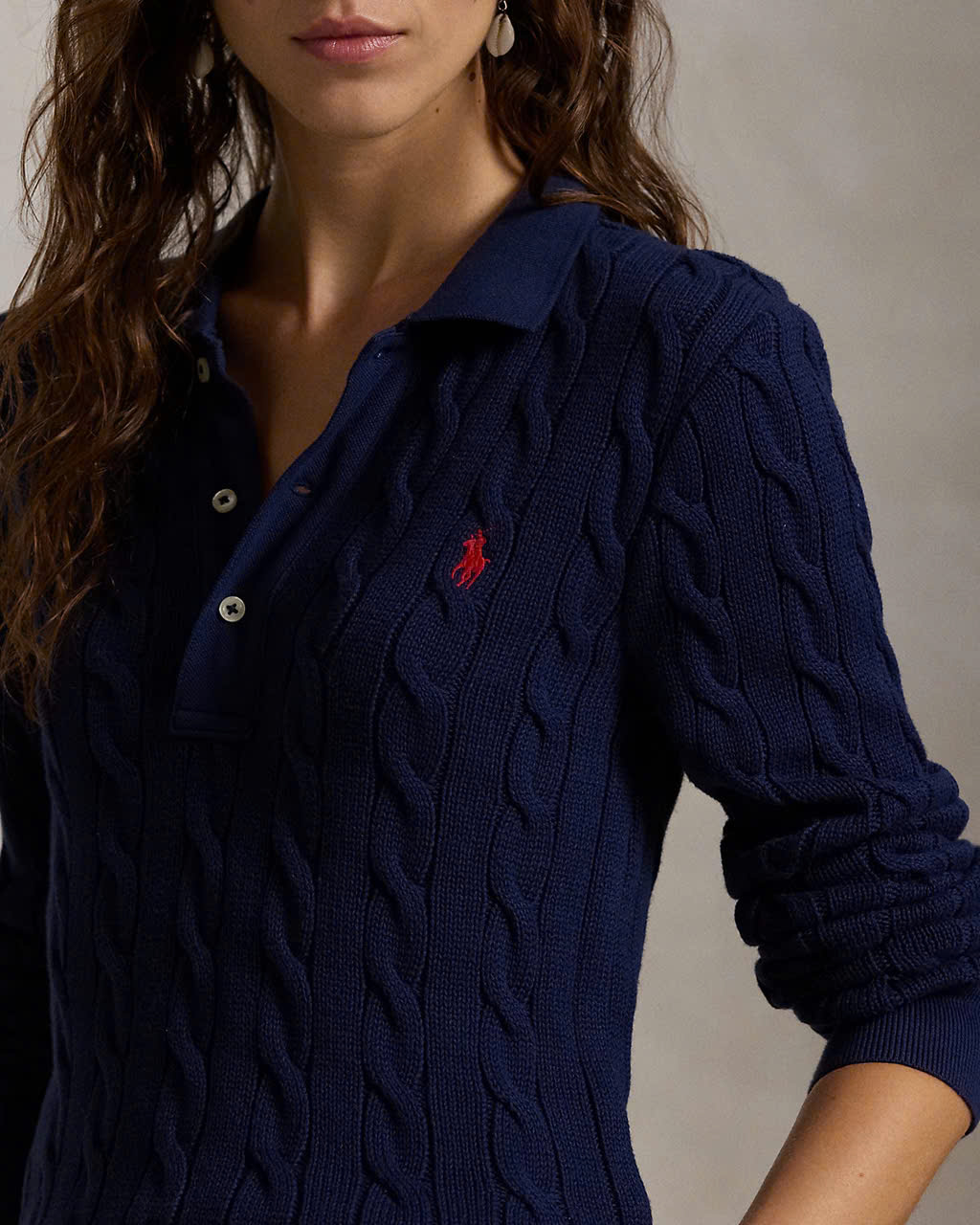 Áo thun polo dài tay bằng vải cotton dệt kim