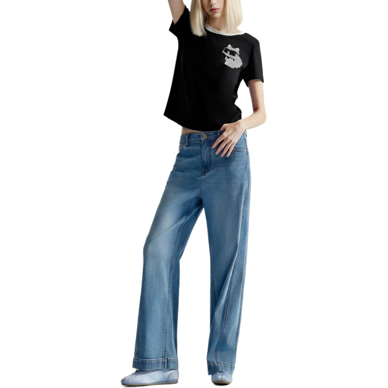 Tshirt Karl viền cổ dáng basic 2 màu