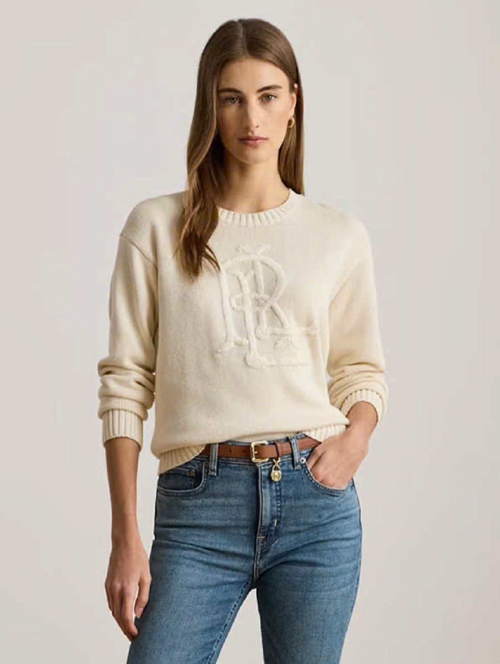 Áo len Polo RL cổ tròn logo nổi