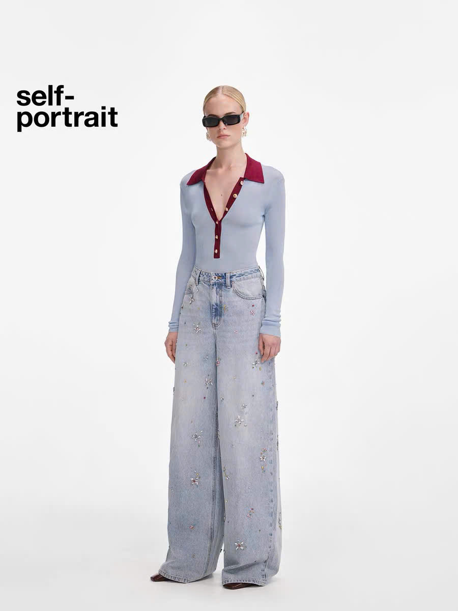 Bộ bodysuit dệt kim viscose màu xanh