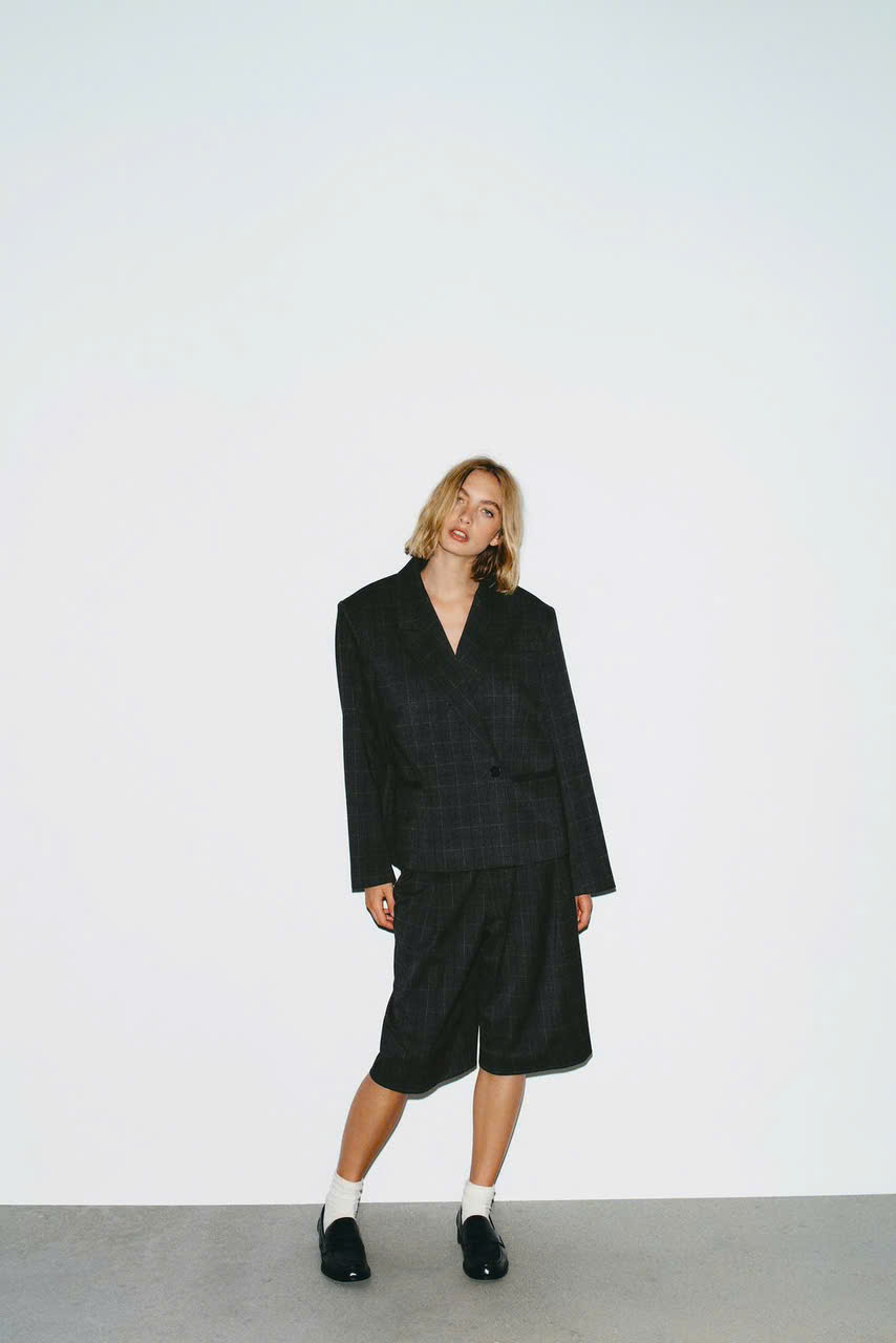 ÁO KHOÁC BLAZER CROPPED KẺ CARO OVERSIZE
