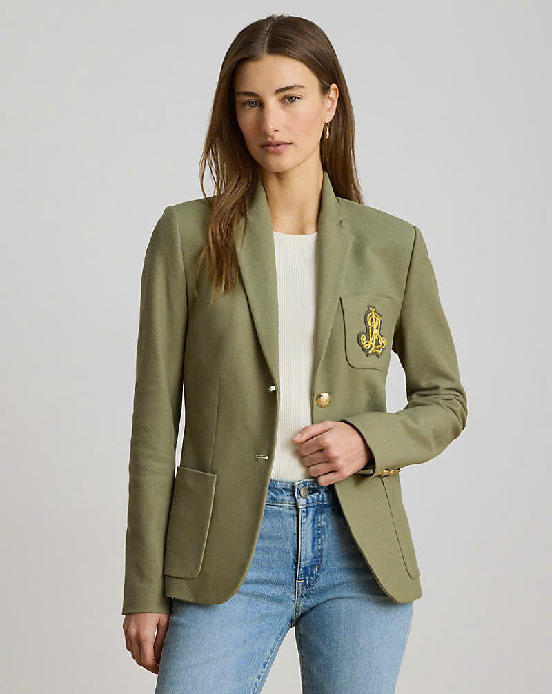 Áo Blazer POLO RL dệt Jacquard với họa tiết thêu chỉ vàng
