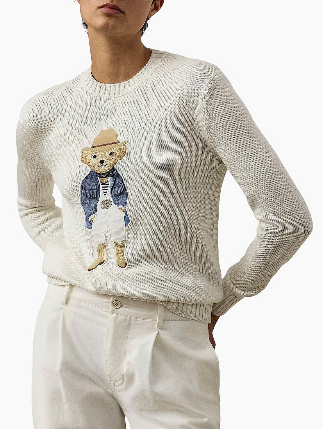 Áo Polo RL gấu mũ nâu 2 màu 100% cashmere