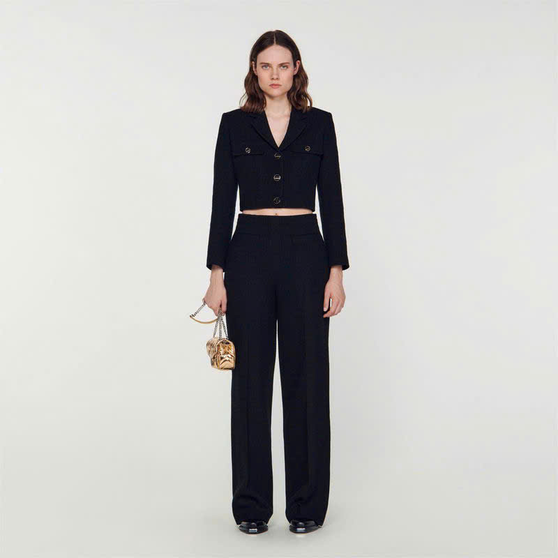 Áo khoác Tweed cài nút ngắn