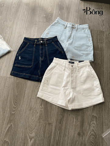 Quần short denim Polo RL ống rộng