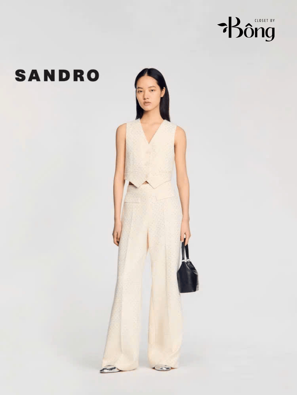 Gile Sandro bling màu kem (tách set)