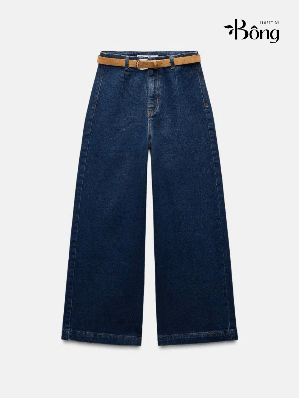 Quần Zara denim dáng suông kèm belt 2 màu
