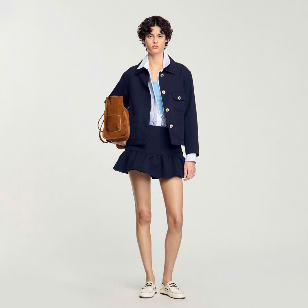 Jacket Sandro khaki cổ bẻ màu navy