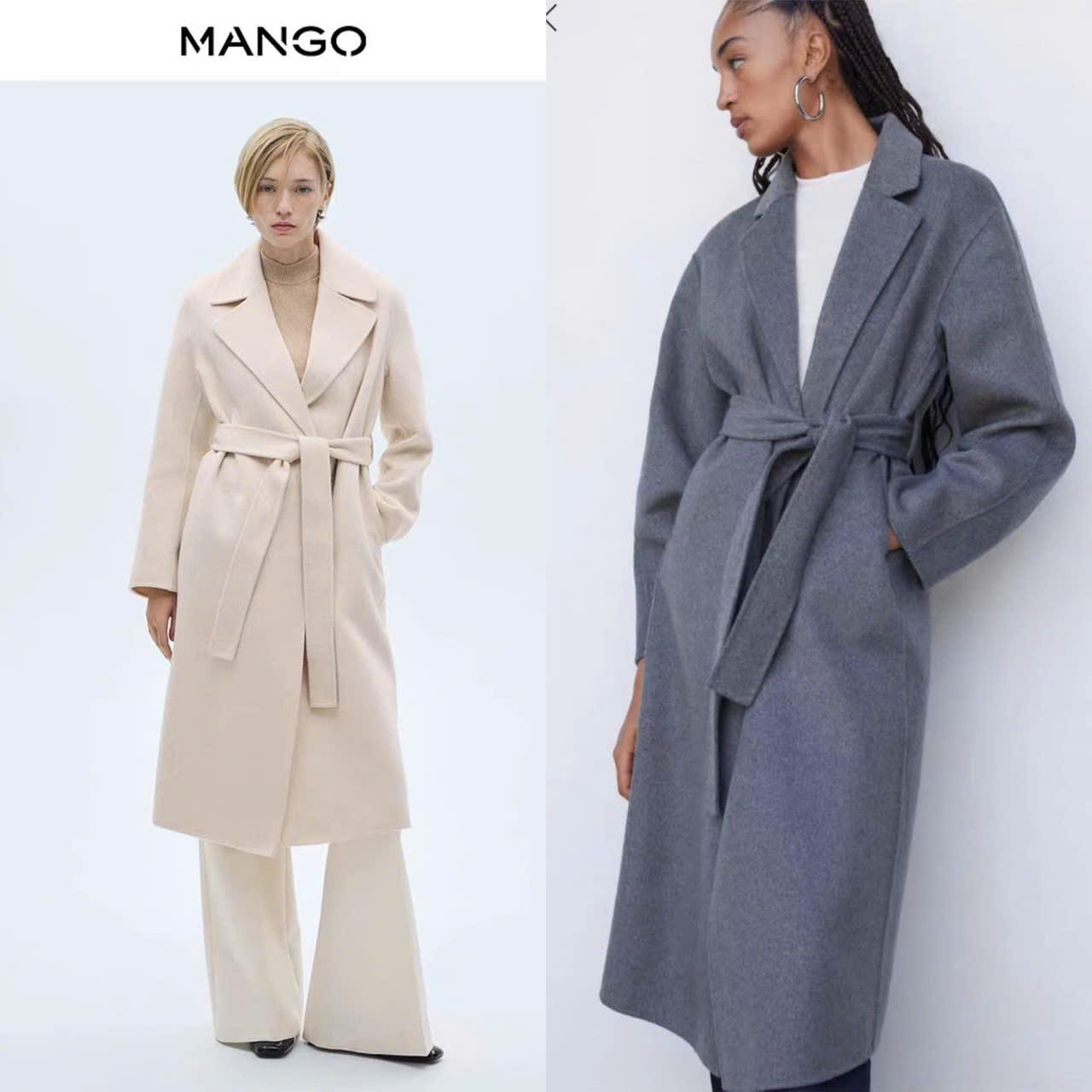 Longcoat MNG dạ ép kèm belt