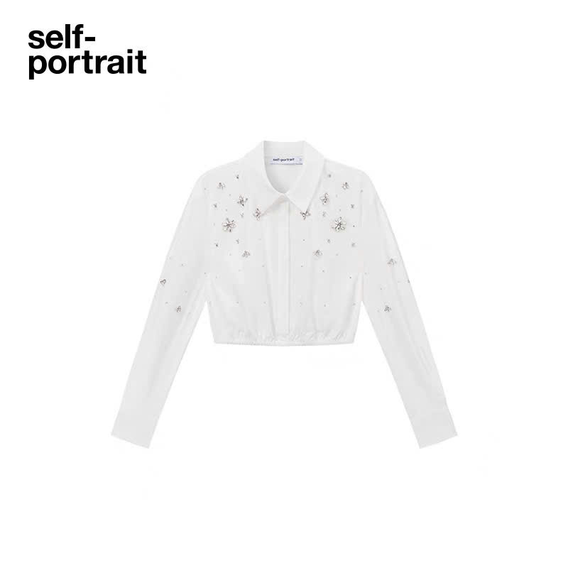 Set Sel-Portrait Áo sơ mi đính đá chân váy mini