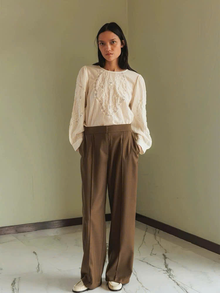 Sơ mi Sezane trắng thêu ngực