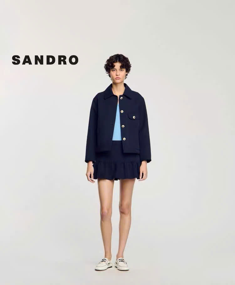 Jacket Sandro khaki cổ bẻ màu navy