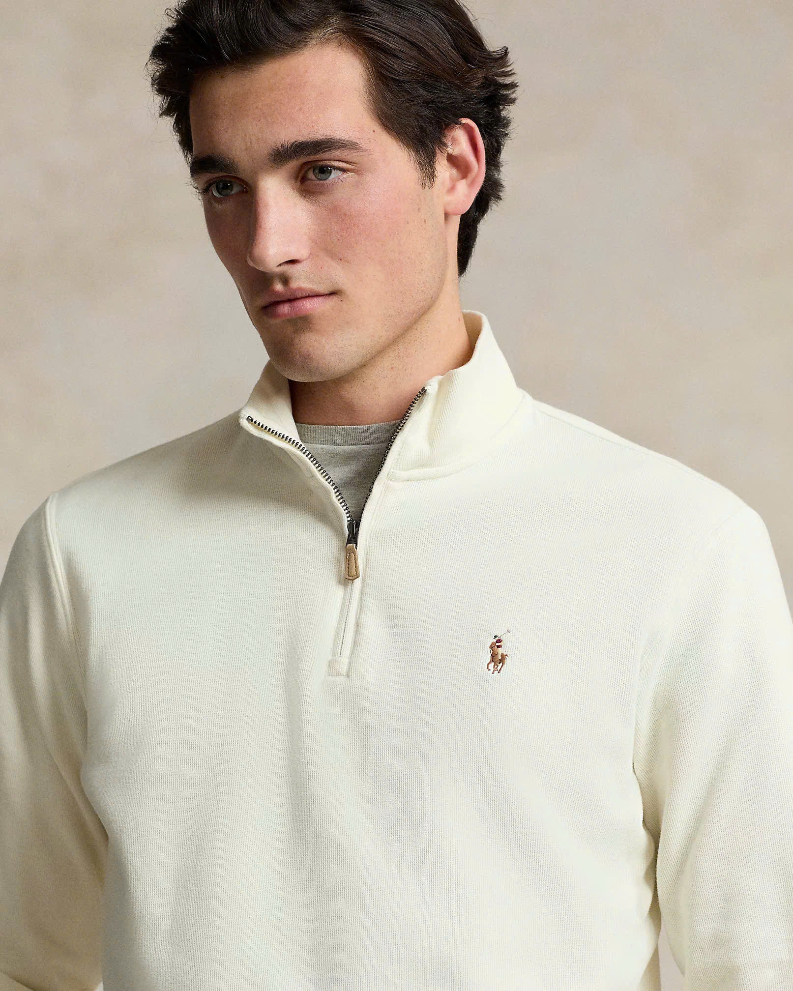 Áo len Polo cổ trụ kéo khoá 5 màu 81% cotton