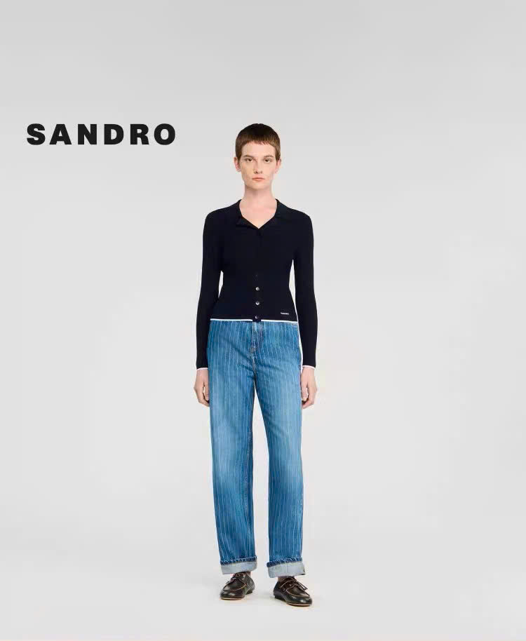 Áo len cardigan cổ polo ngắn