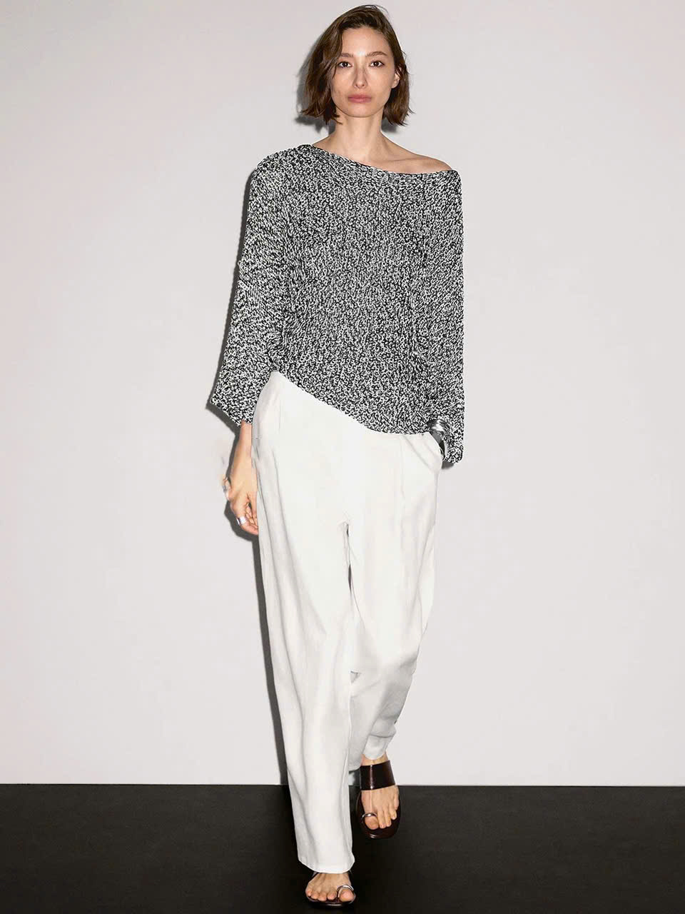 Áo len dệt kim melange 100% cotton.