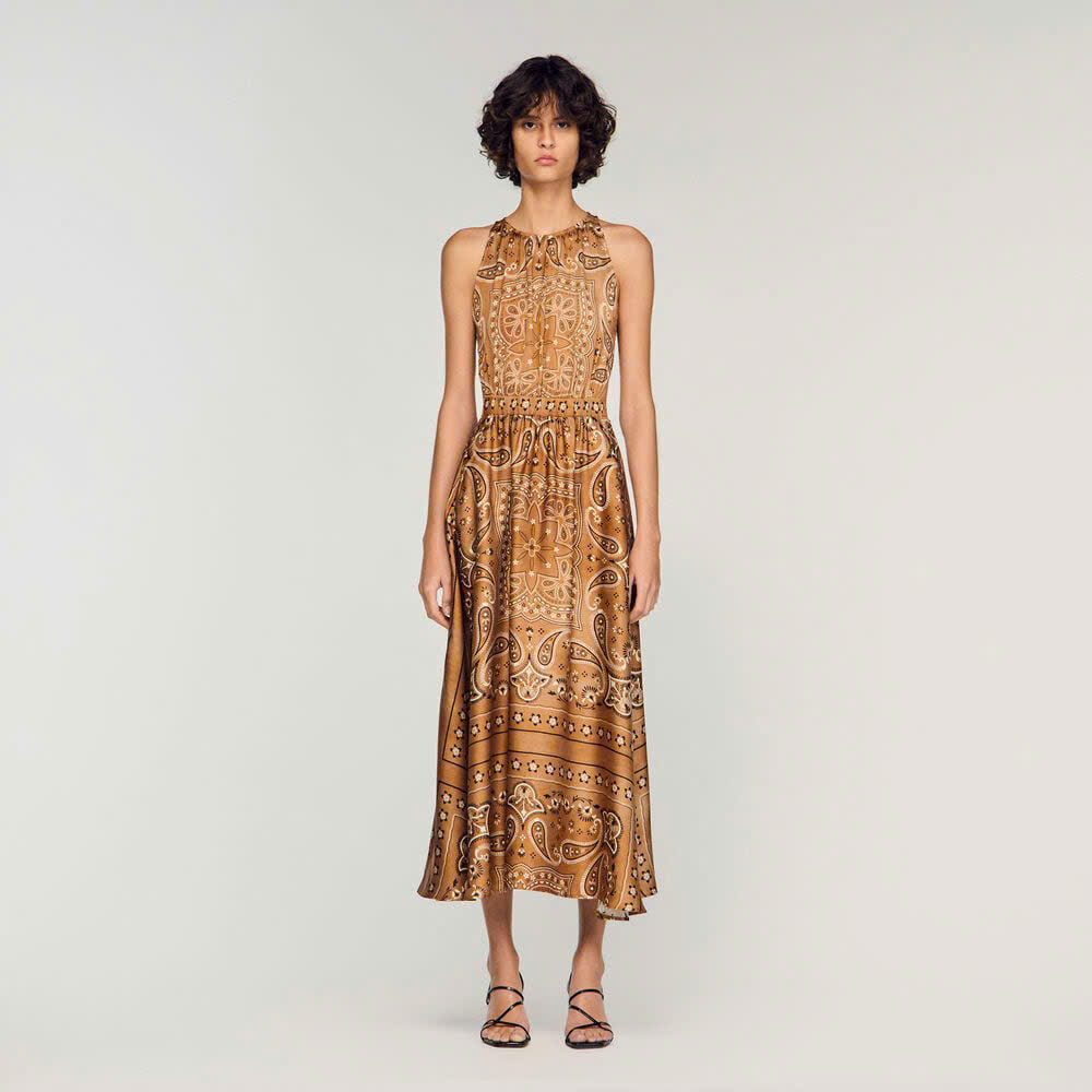 VÁY MAXI IN HỌA TIẾT KHĂN RẰN