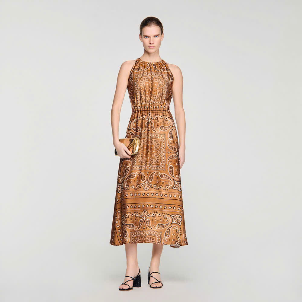 VÁY MAXI IN HỌA TIẾT KHĂN RẰN