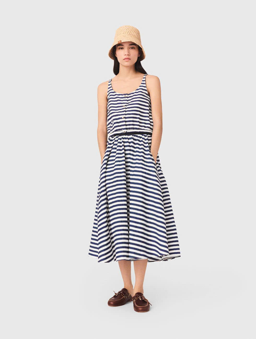 Set áo và Chân váy midi pha vải lanh