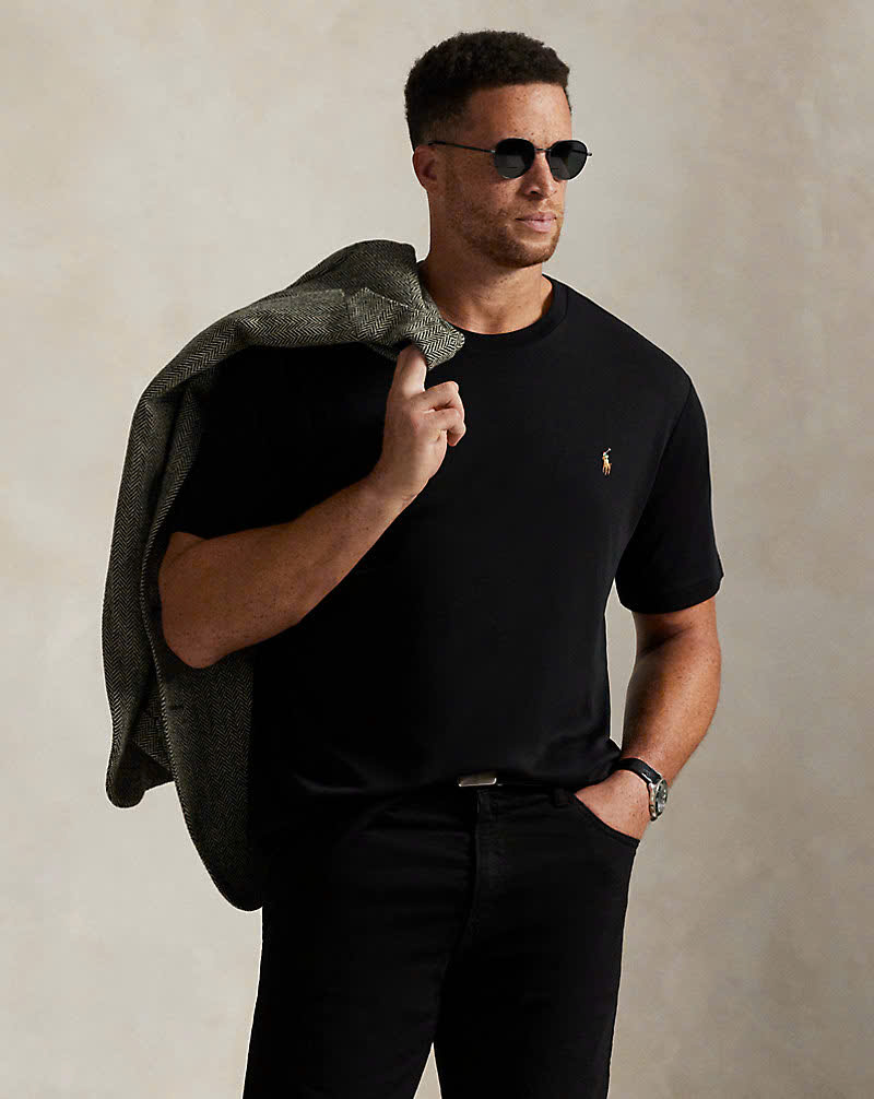 Tshirt nam POLO RL trơn cổ tròn logo ngực 3 màu