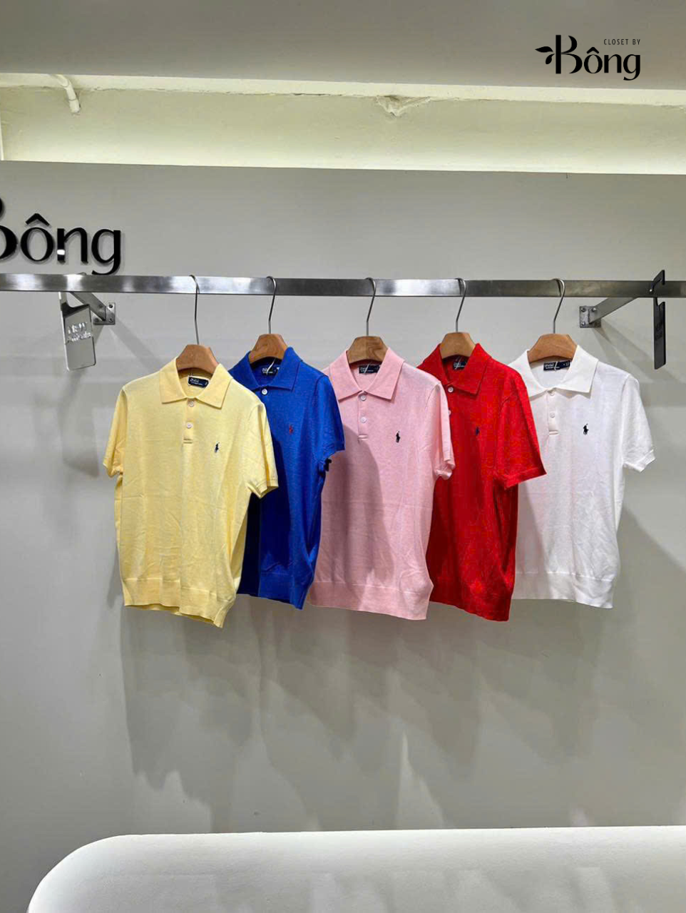 Áo len Polo len lụa cổ bẻ ngắn tay