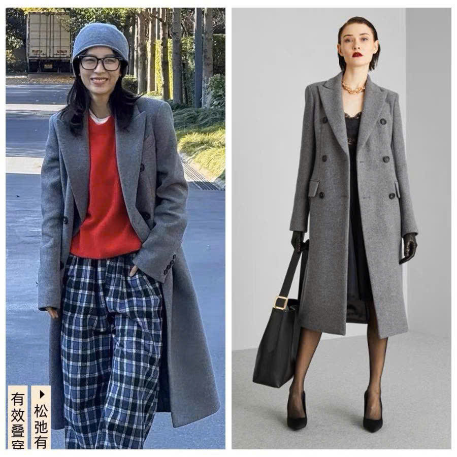 Longcoat dạ Sandro màu lông chuột cổ bẻ