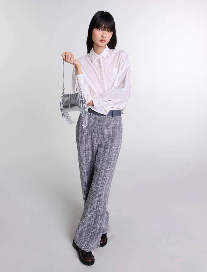 Quần Maje tweed nhũ suông (theo set có tách)