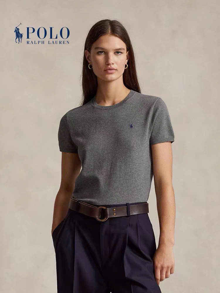 Áo len trơn Polo RL cổ tròn cộc tay 4 màu
