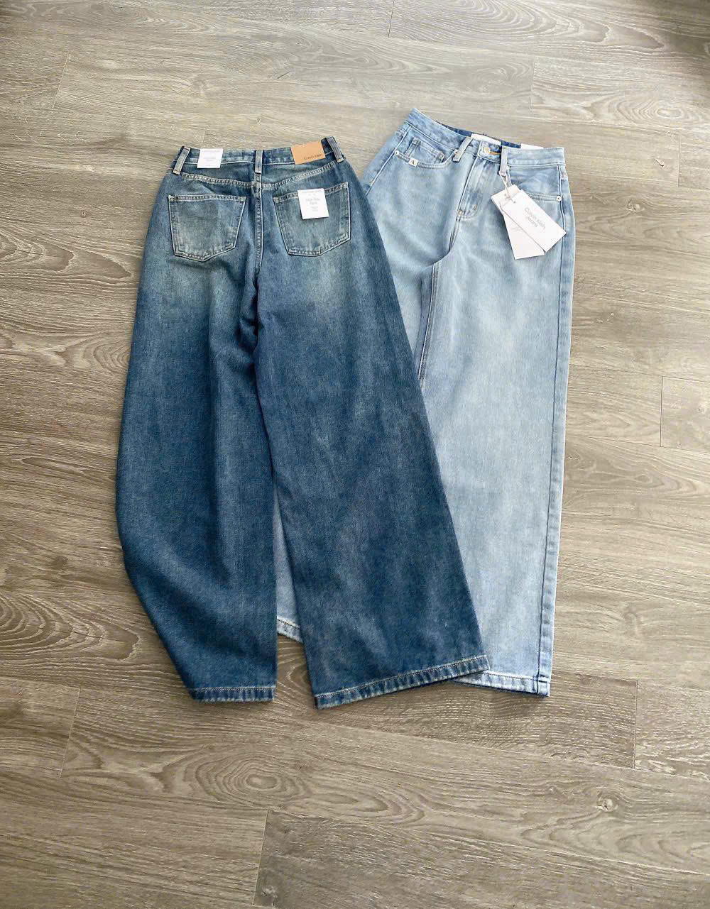 Quần denim CK dáng suông 2 màu