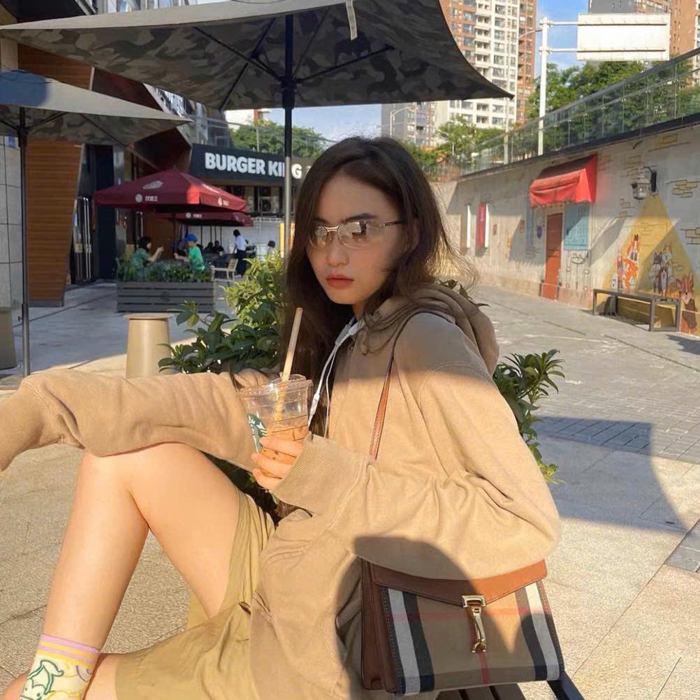 Túi BBR đeo chéo da cải canvas kẻ nâu Sz24x17