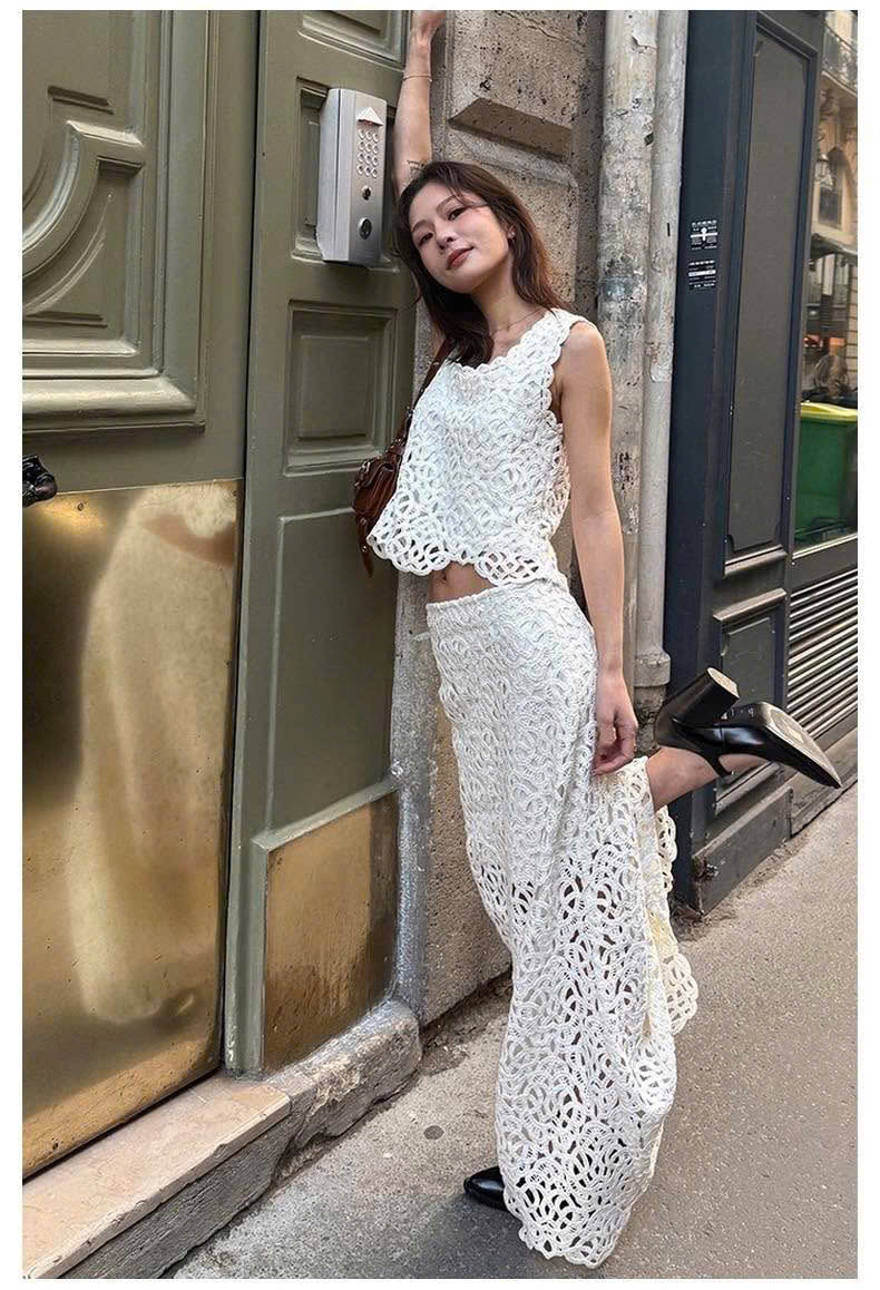 Set dài ren guipure