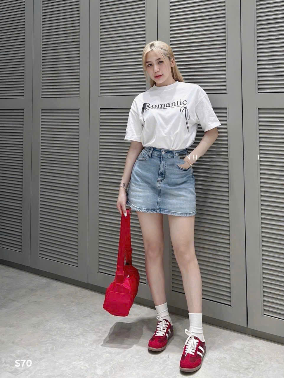 Short váy denim Zara màu nhạt co giãn 4 chiều