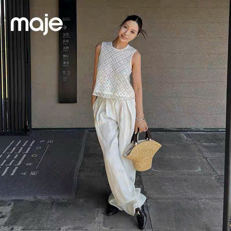 Áo gile lưới MAJE màu beirge