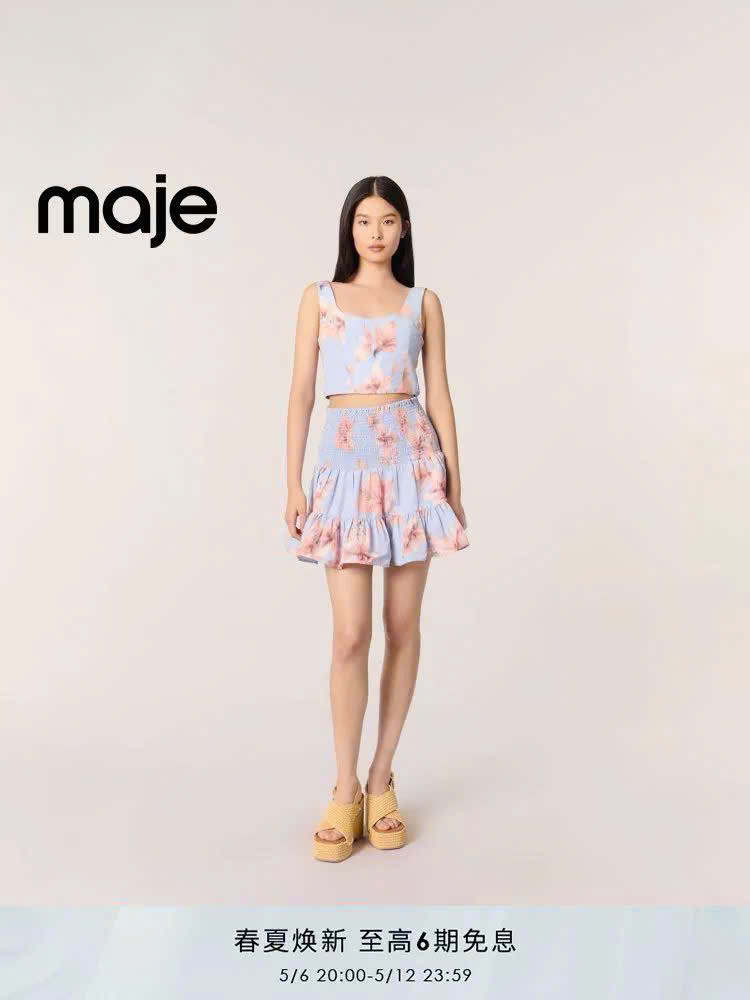 Set Maje hoa cam (Áo + Chân váy không tách)
