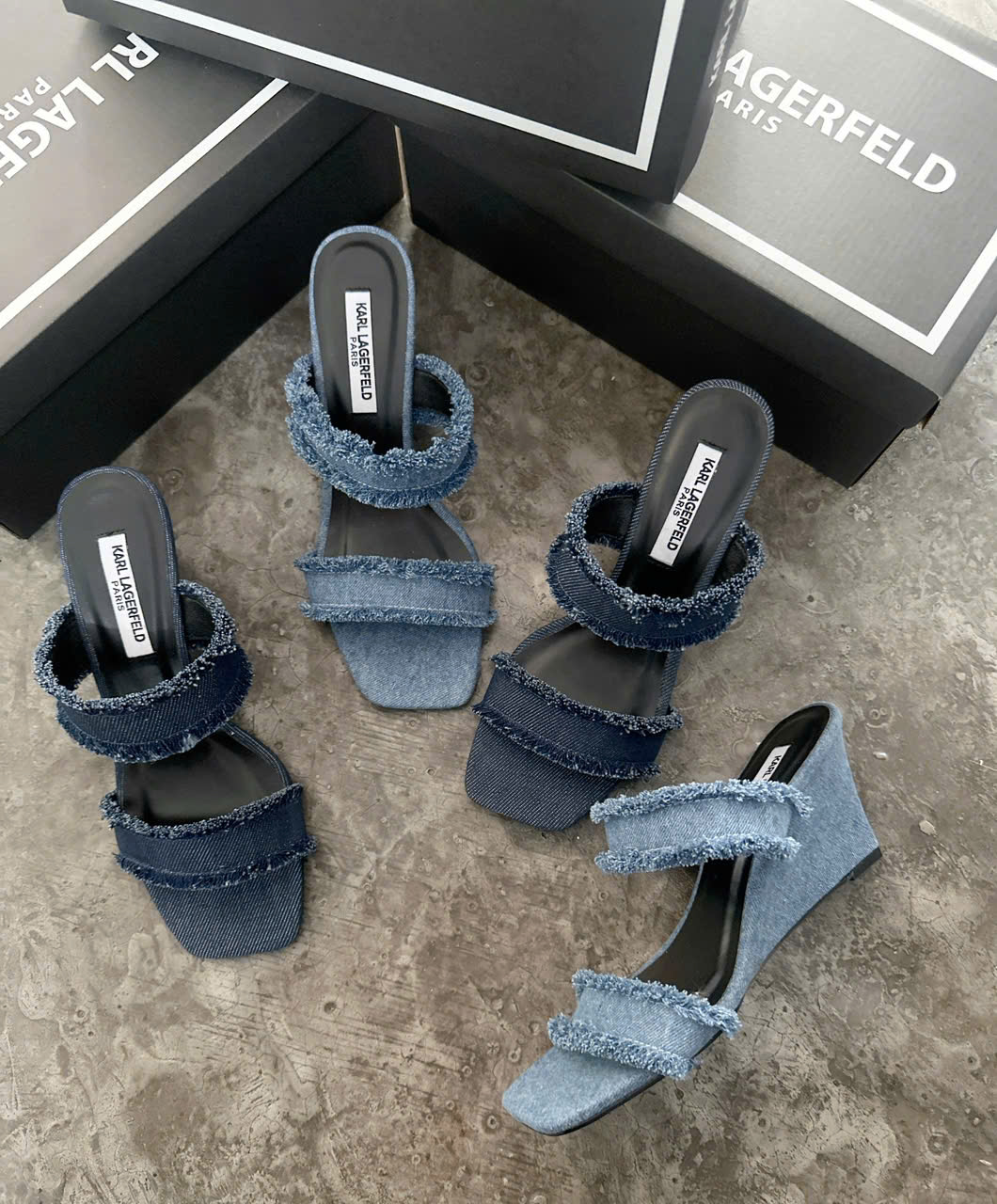 Guốc denim Karl Largerfeld