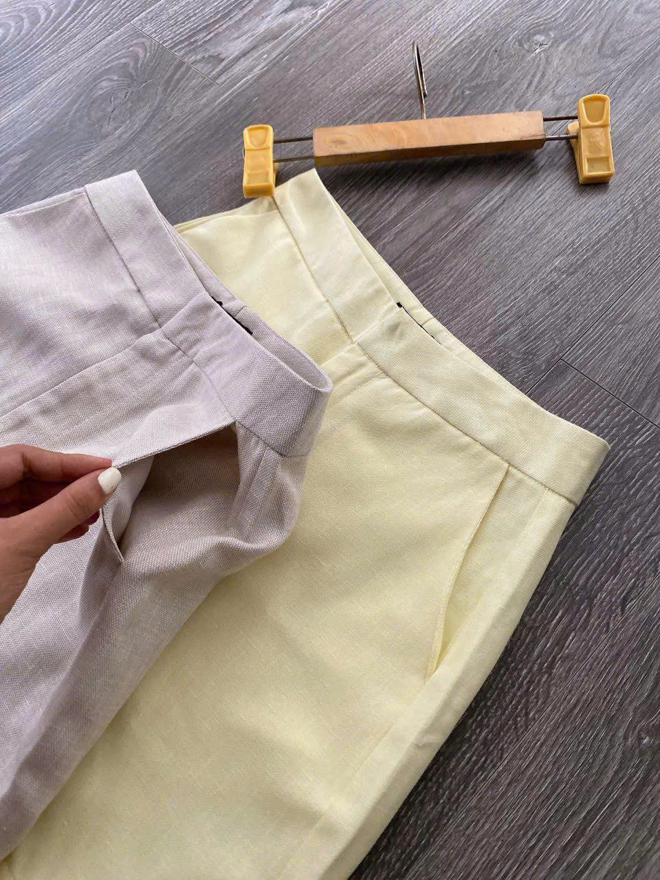 Quần short Massimo Dutti linen cạp cao 2 màu