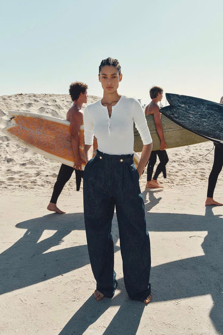 Quần denim Massimo Dutti suông