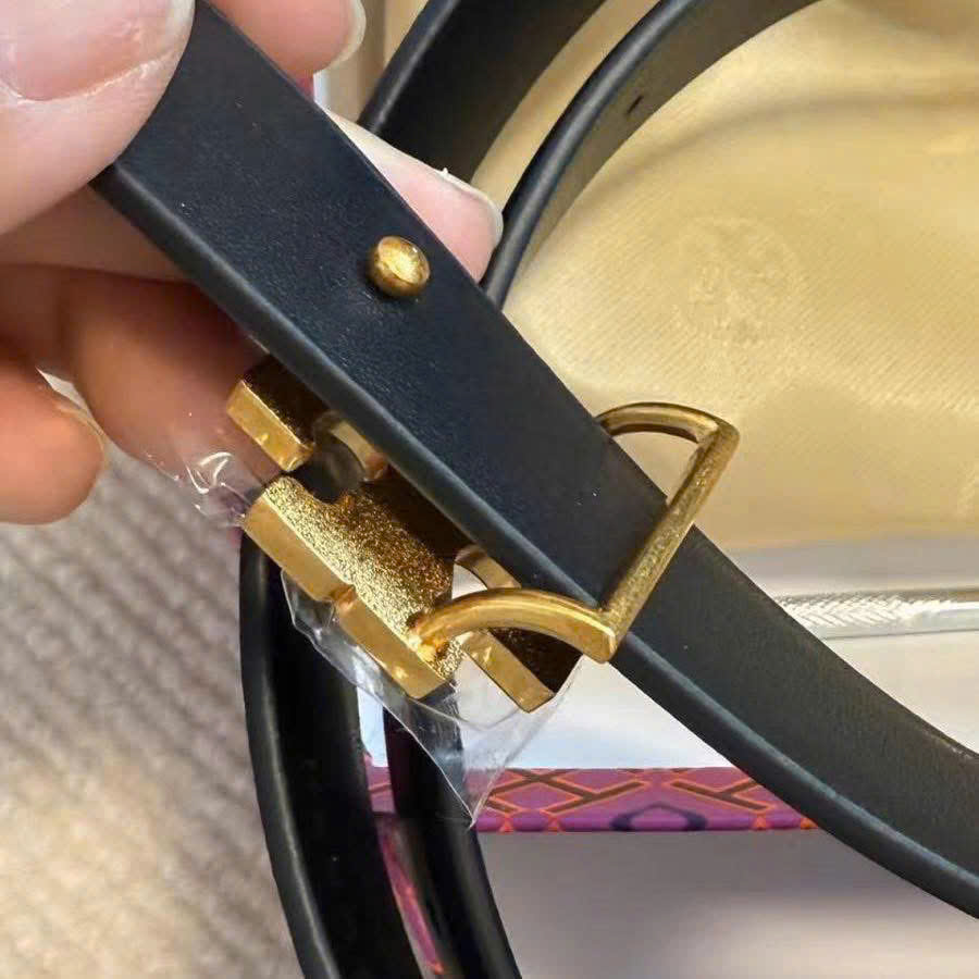 Belt da Tory Burch bản 2m đen mặt vàn fullbox