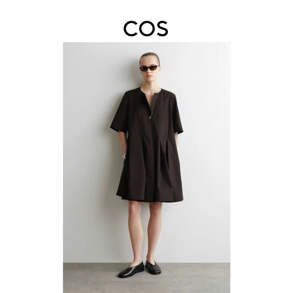 Váy COS poplin khóa ngực baybydoll 2 màu
