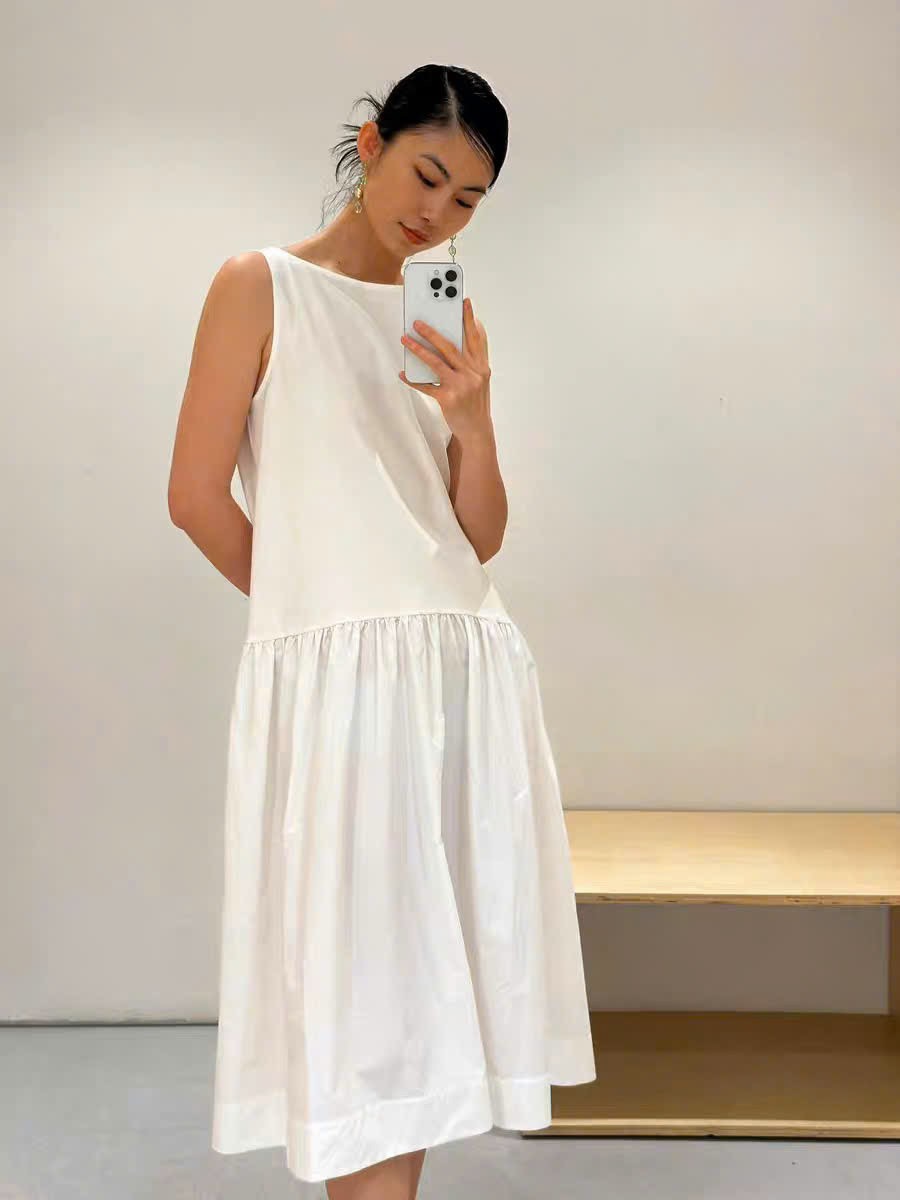 Váy thun COS suông babydoll sát nách 2 màu