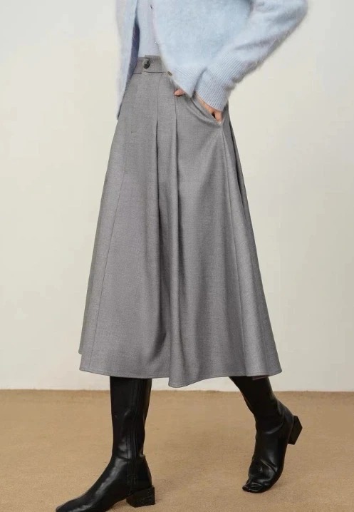 Chân váy midi xếp ly Massimo Dutti